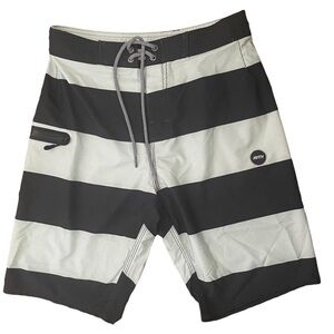 𝅺JETTY Black and White Striped Board Shorts